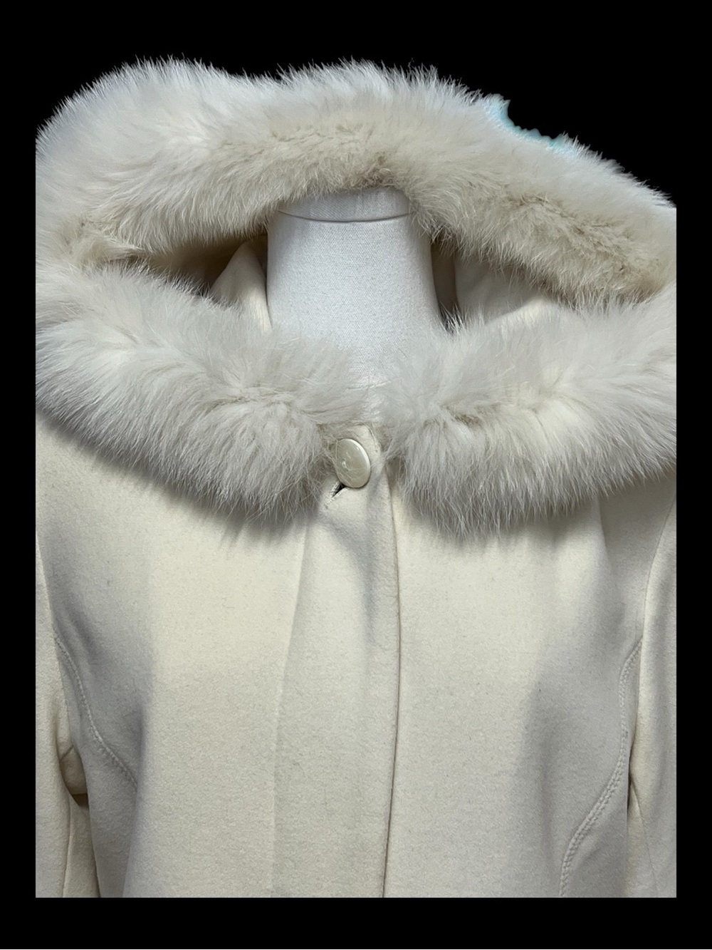 EUC Pendleton Wool Cashmere Cream Faux Fur Hood Coat | Size Small - Picture 2 of 14